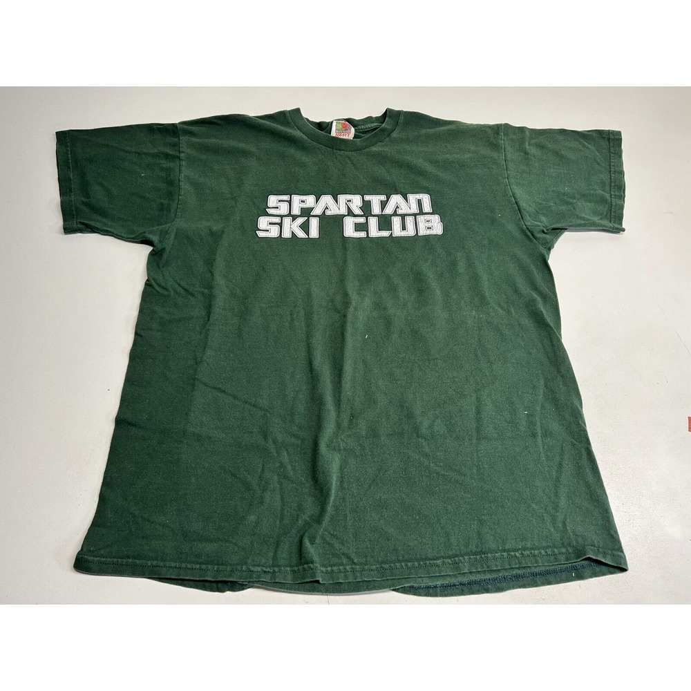 Y2K Michigan State‎ Spartans Ski Club T-Shirt Green Size XL Transformers